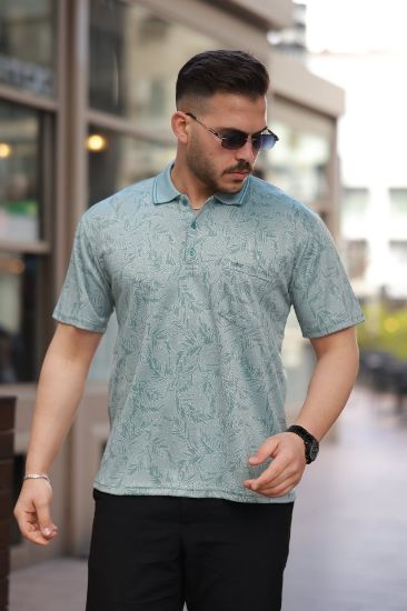 Erkek Yakalı Jakar Baskılı Kısa Kollu T-shirt resmi